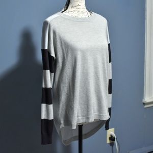 French Connection Gray & Blue Color Block Sweater
